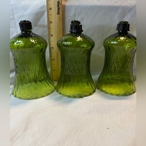 Set of 3 Vintage Homco Green Diamond Point Peg Votive Cups